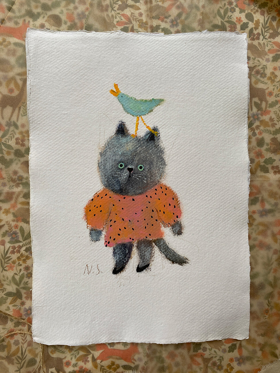 An Orange Dress and a Bird – Original