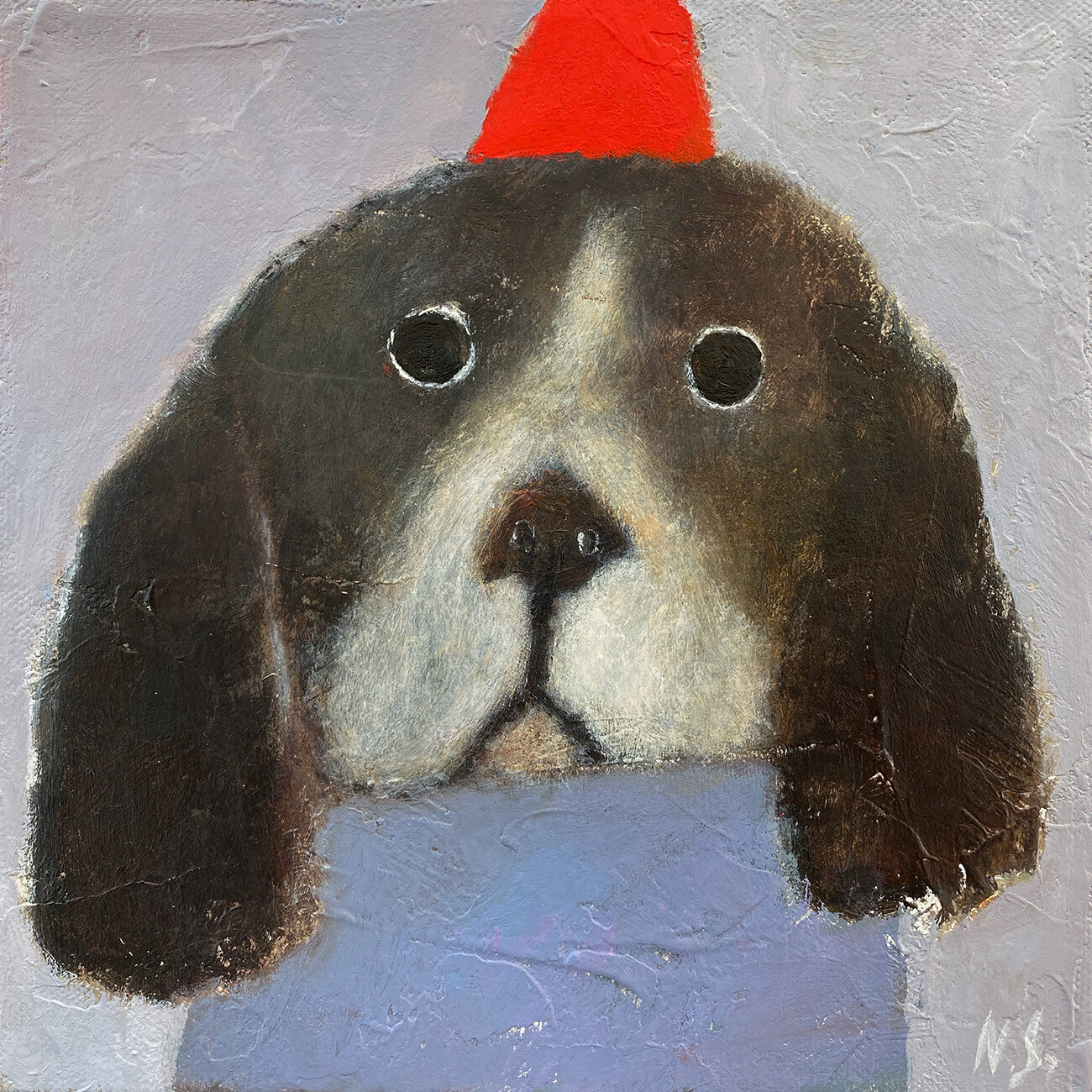 A Dreamy Dog in the Red Hat – Original