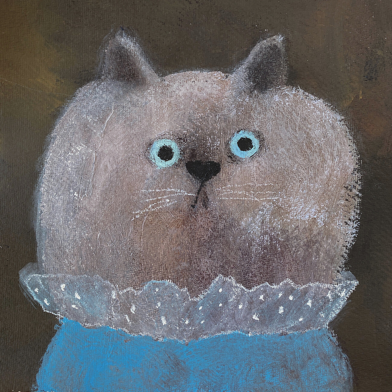 Little Grey Kitten in the Blue Jumper – Original