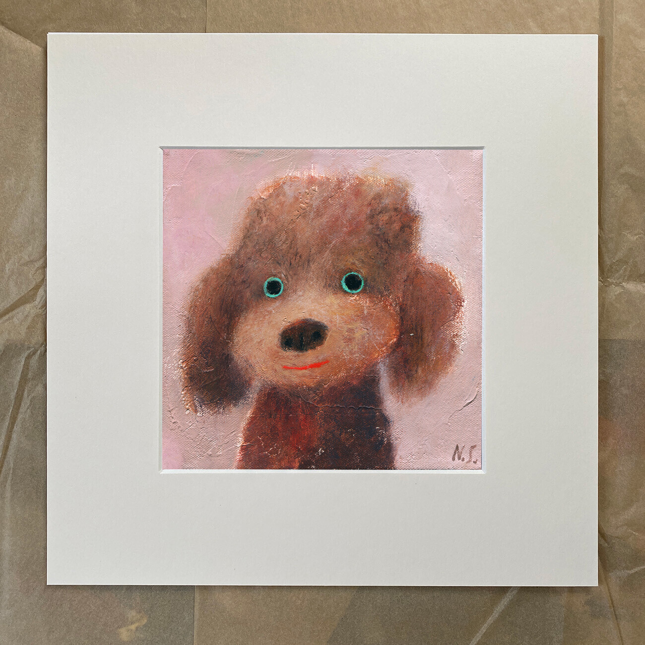 Curly Ginger Dog - Window Mounted Print