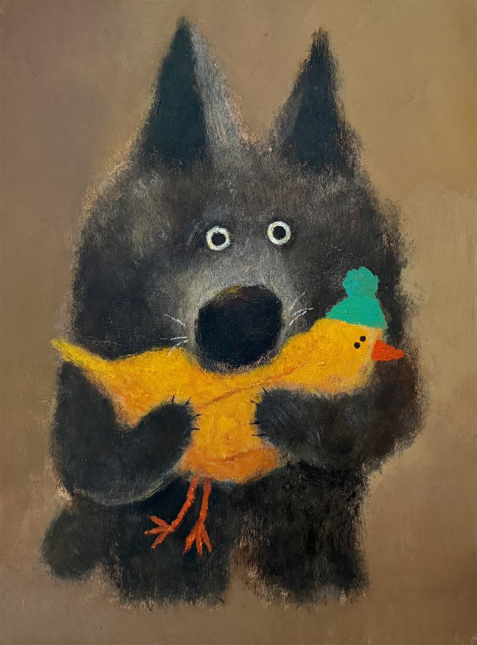 Wolf and Bird – Original 23x30 cm