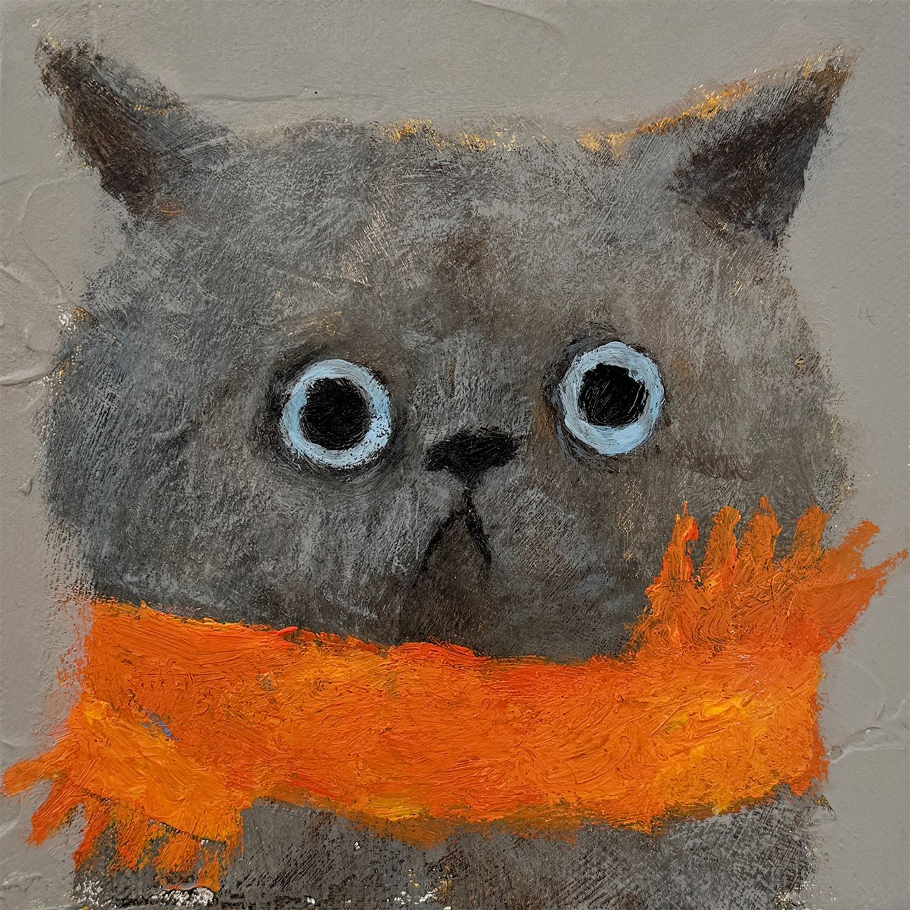 Little Kitten in the Orange Scarf – Original