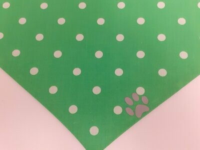 Lime Green Polka Dot with Reflective Paw Print From