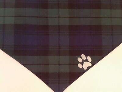 Blackwatch Tartan With Reflective Paw Print From