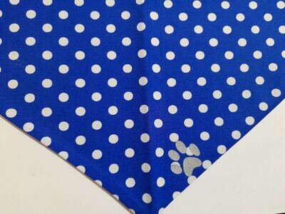 Royal Blue/White Polka Dot with Reflective Paw Print From