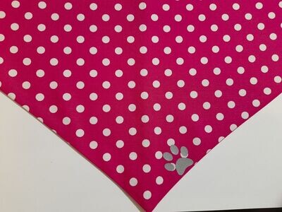 Cerise Polka Dot with Reflective Paw Print From