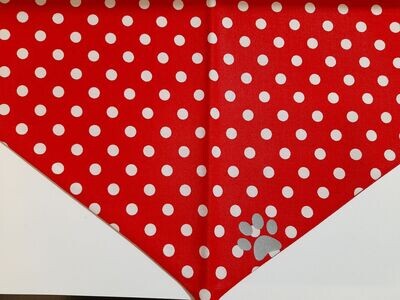 Red & White Polka Dot with Reflective Paw Print From