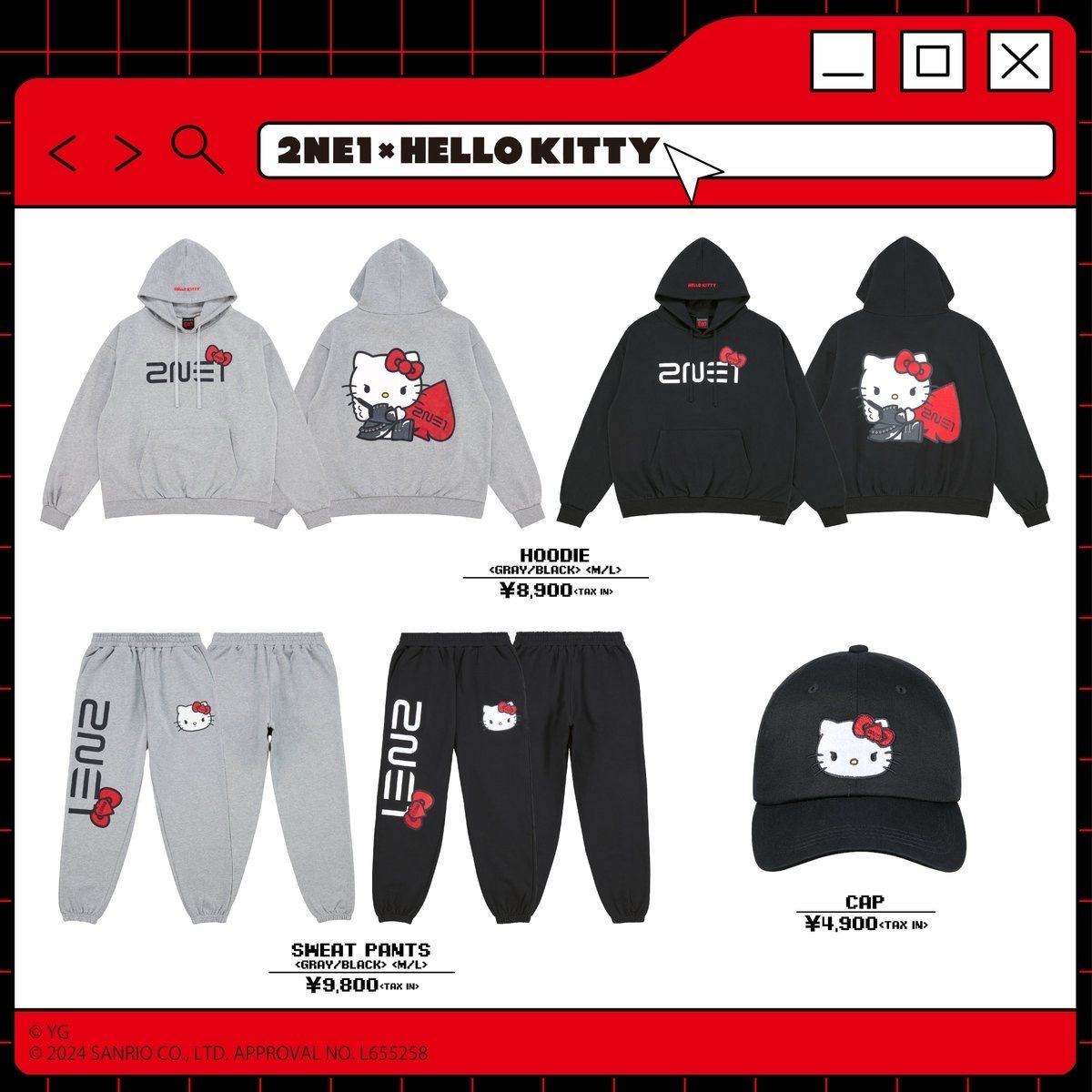 2NE1 × ハローキティ フード付きスウェット 2NE1 x HELLO KITTY フーディー M サイズ