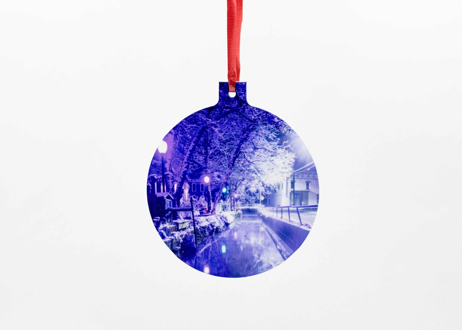 Purple Snowy Raceway Plastic Ornament