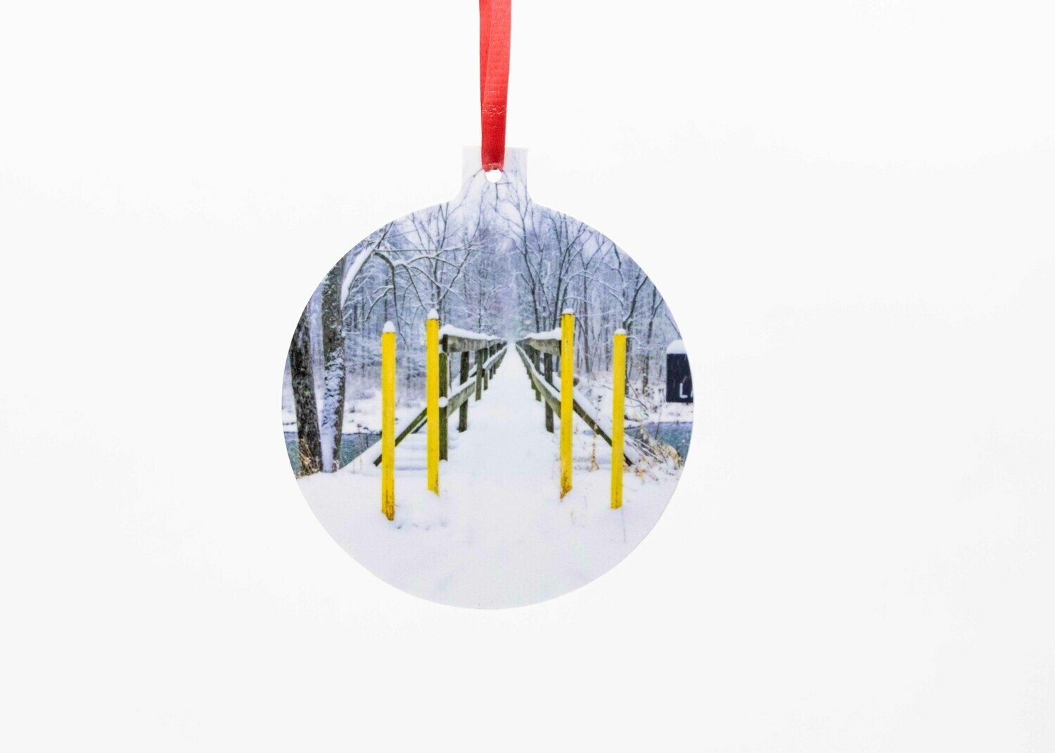 Snowy Bridge Plastic Ornament
