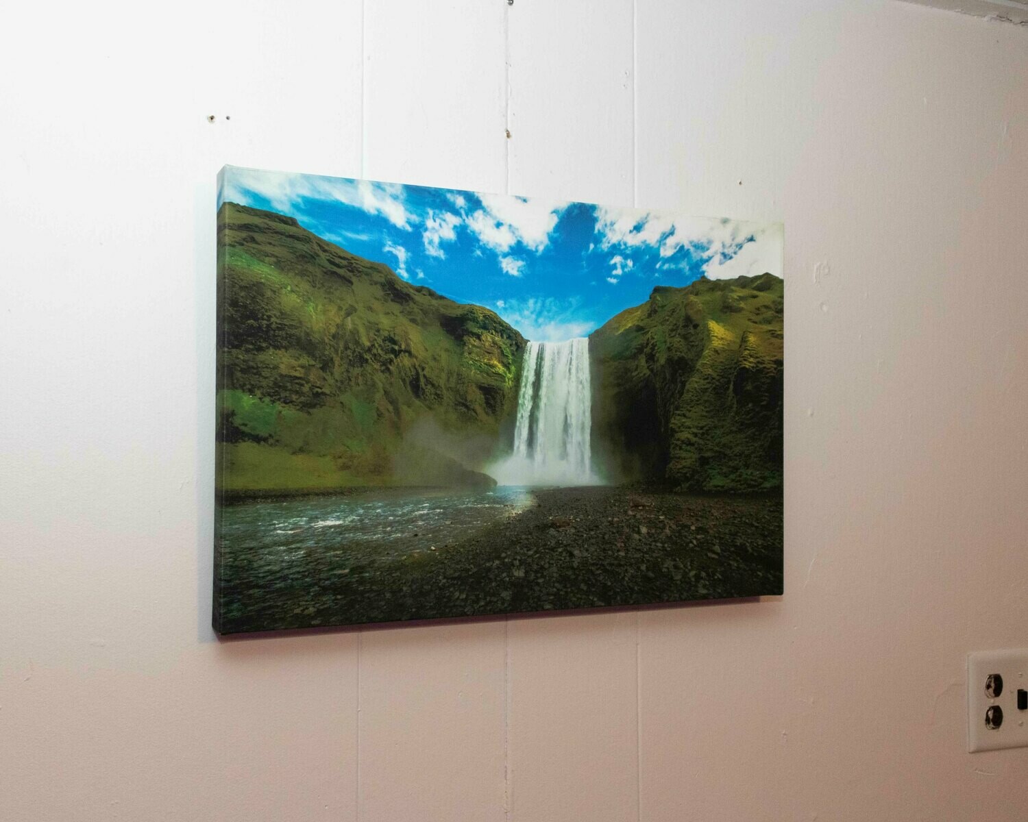 Iceland Waterfall On Canvas 24&quot;x16&quot;