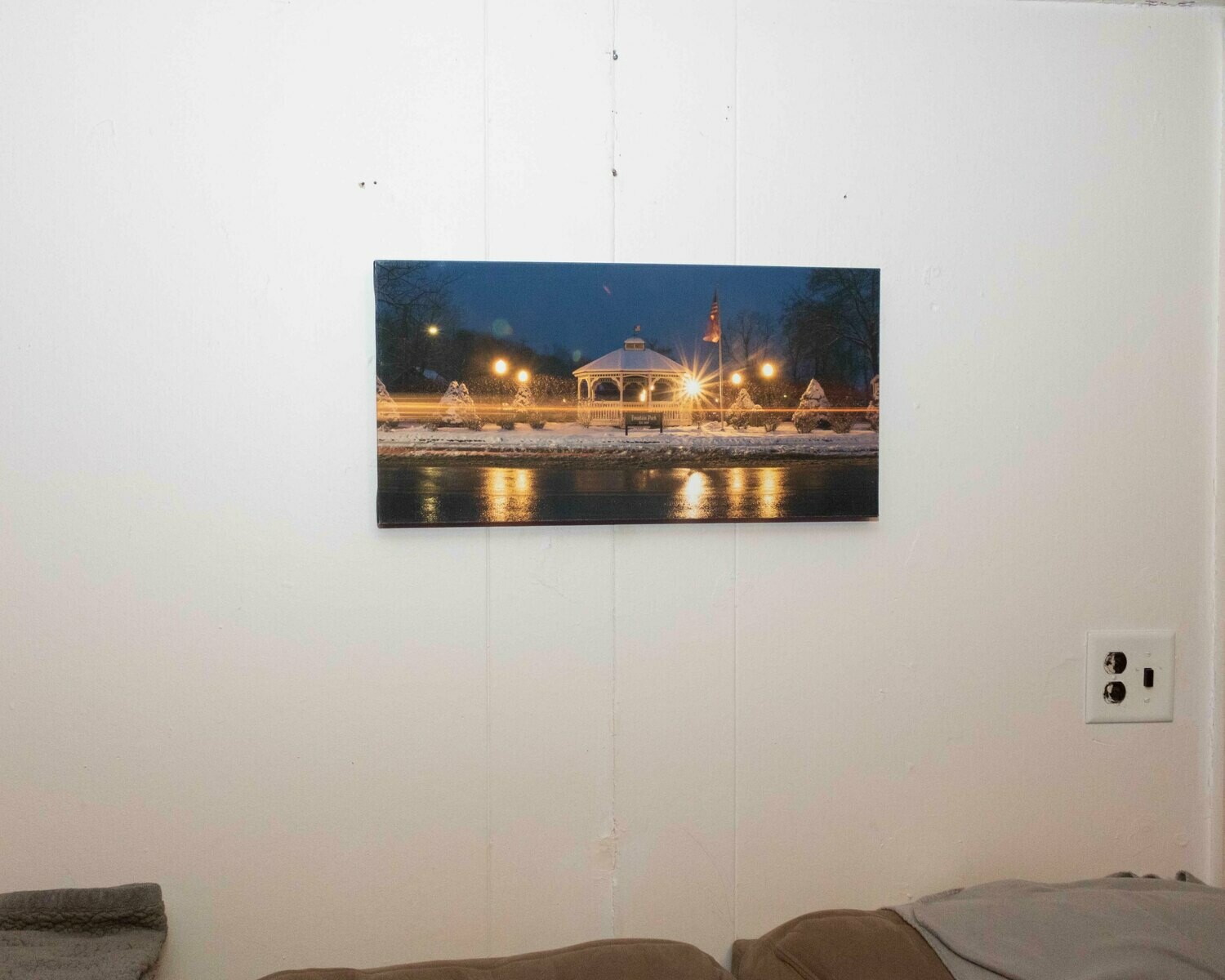 Snowy Gazebo On Canvas 24&quot;x12&quot;
