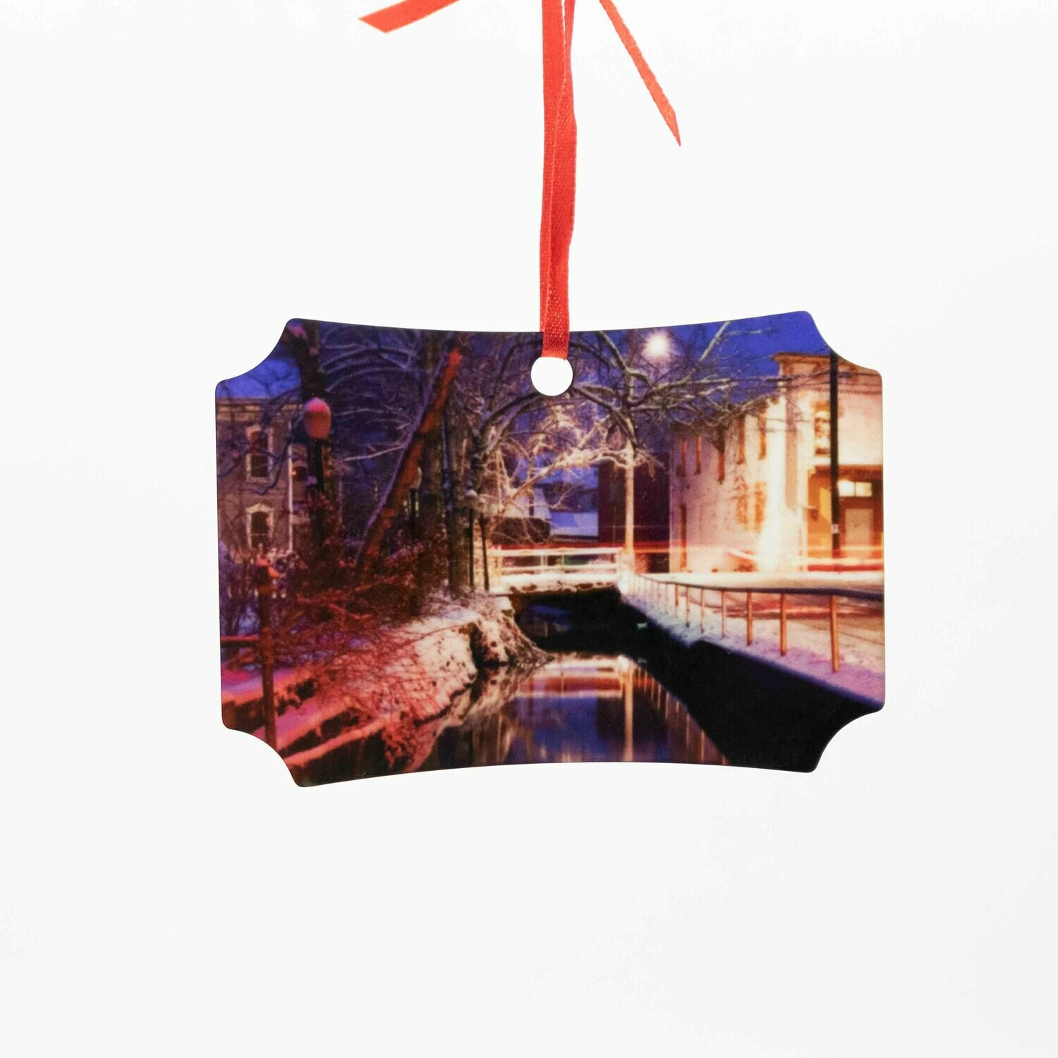 Snowy Raceway Metal Ornament