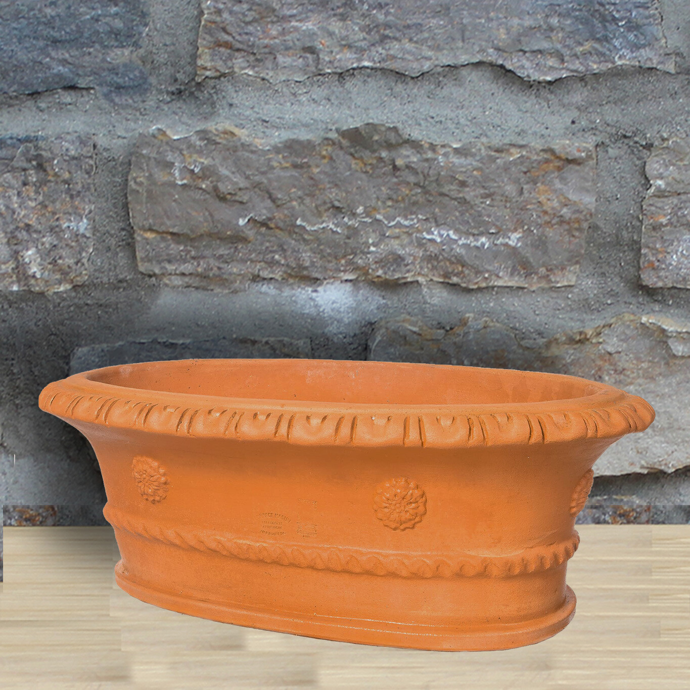 Ovale Pflanzschale &quot;Ovale con Rose&quot;, 40 x 70 | H. 22 cm