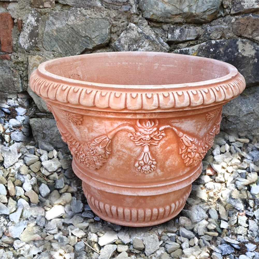 Pflanztopf mit Verzierung &quot;Vaso Ornato con Scanalature&quot;, Ø innen 48 | Ø außen 57 | Höhe 41 cm