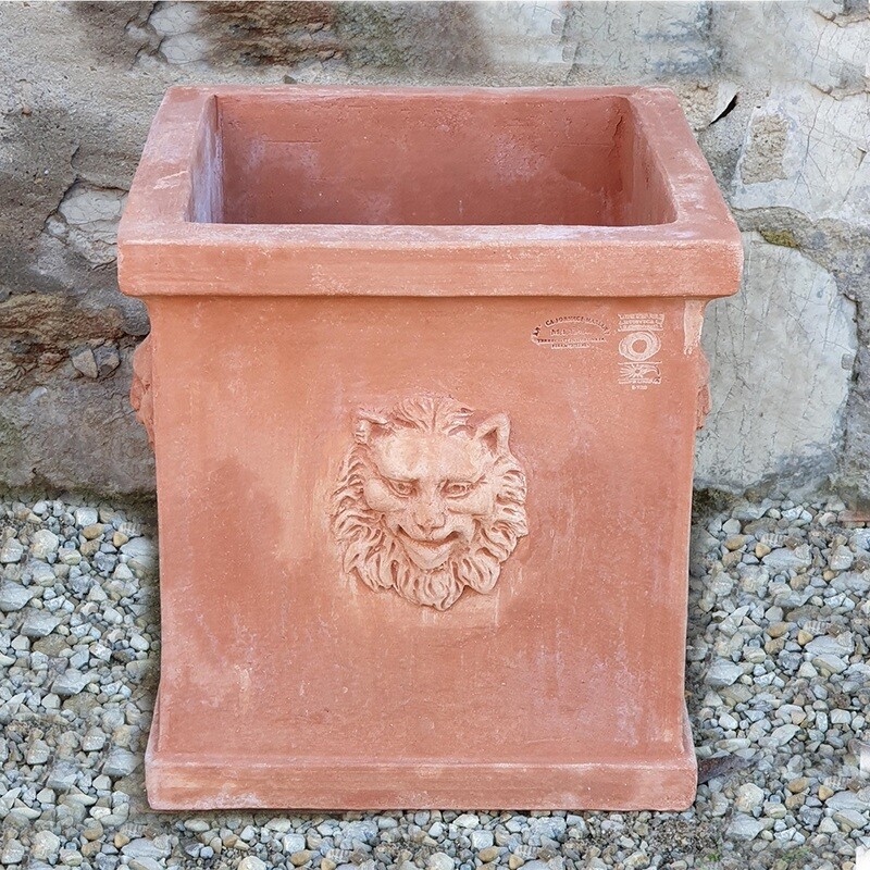 Pflanzkasten &quot;Quadrato con teste leone&quot;, 29 x 29 | Höhe 32 cm