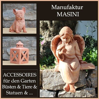Accessoires - Statuen, Büsten, Brunnen, Bänke, Gartenlampen, Pinienzapfen, Tiere und weitere dekorative Objekte