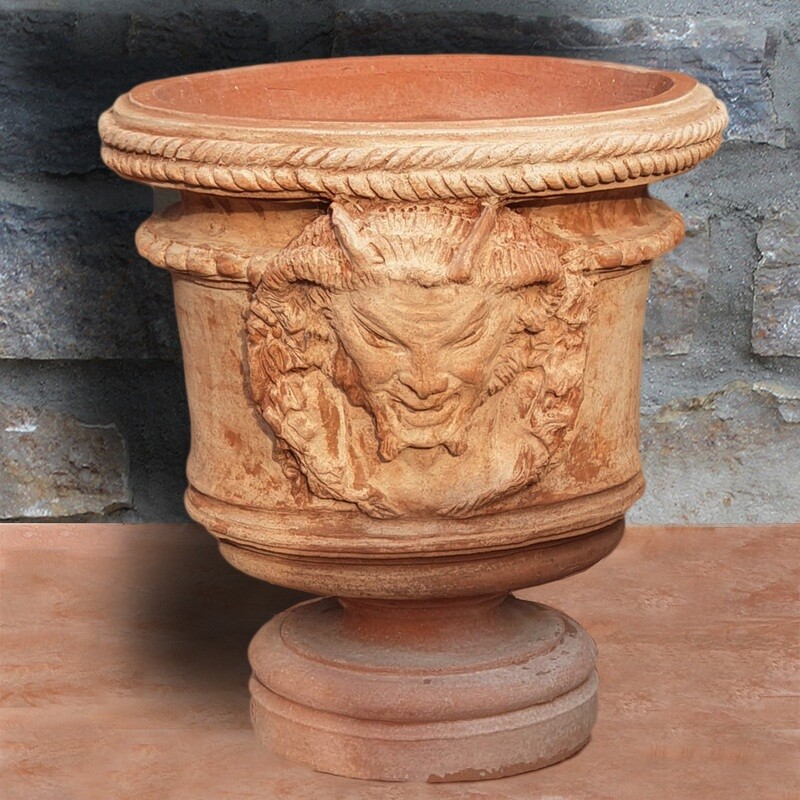 Verzierter Pflanzpokal &quot;Vaso con fauni e piede&quot;, Ø innen 40 | Ø außen 50 | Höhe 50 cm
