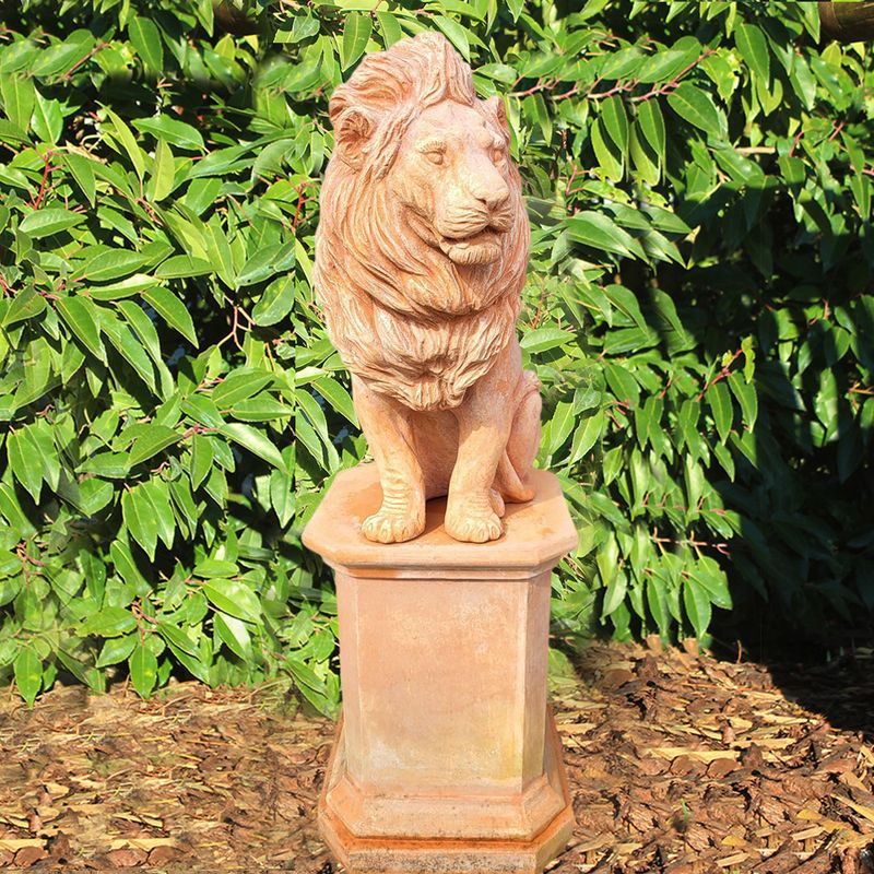 Dekorativer Löwe mit Säule liscio, Gesamthöhe 111 cm