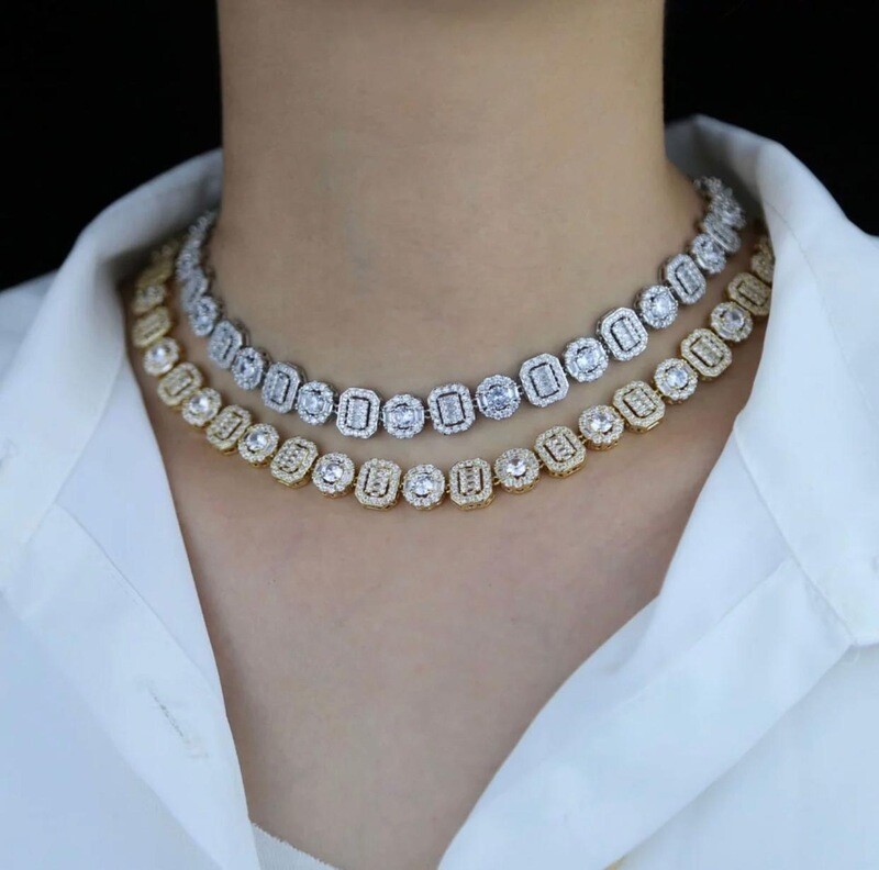 Charm Tennis Cuban Link Chain