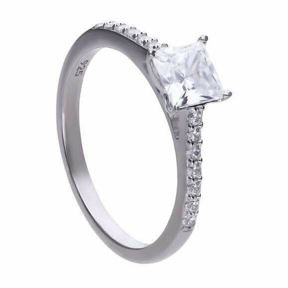 ANILLO DIAMONFIRE solitario con circonita cuadrada