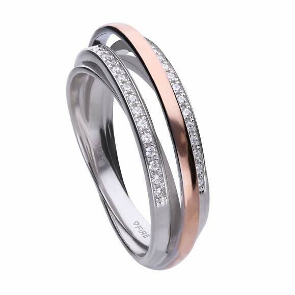 ANILLO DIAMONFIRE triple entrelazado bicolor