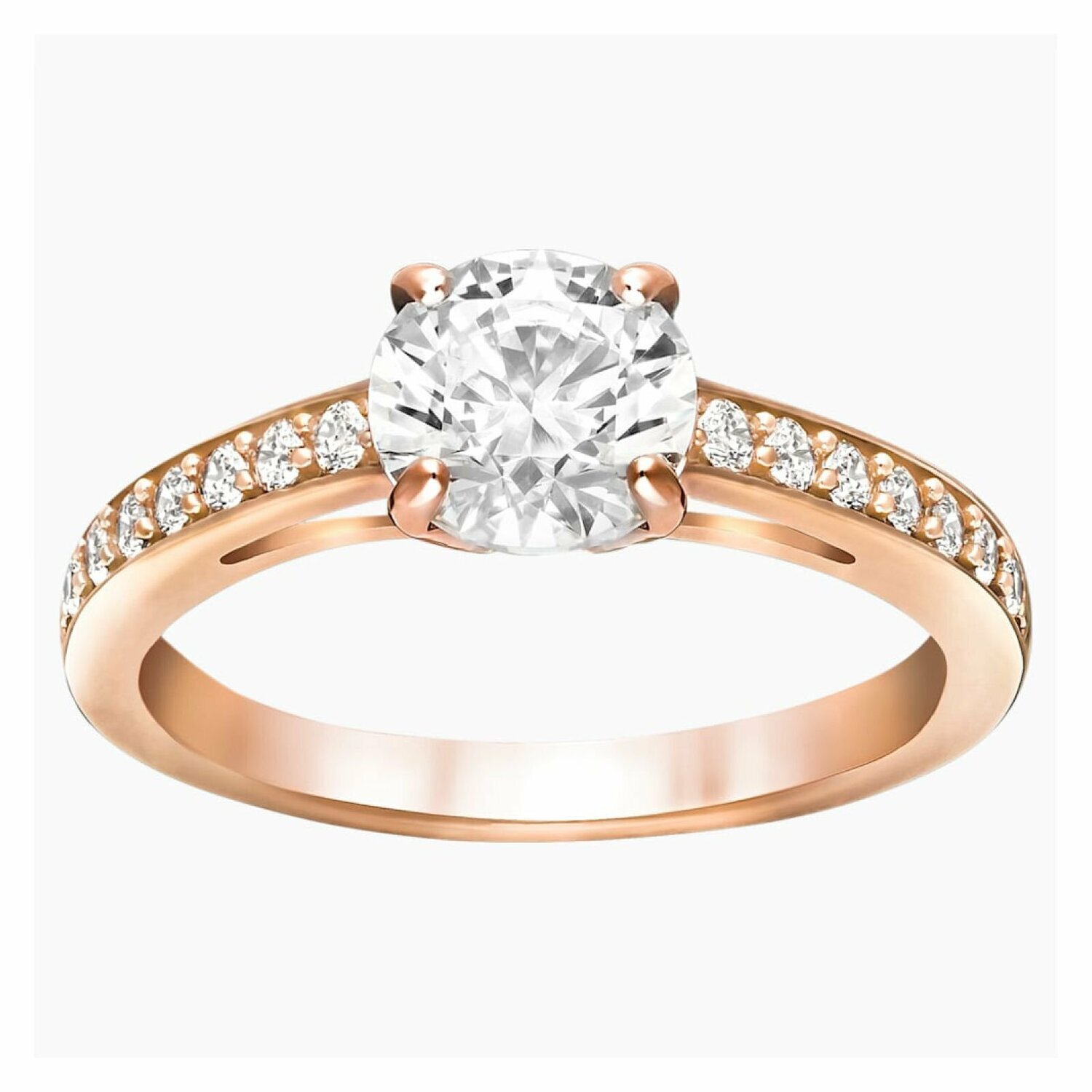 Anillo Swarovski  Attract Round, blanco, Baño en tono Oro Rosa