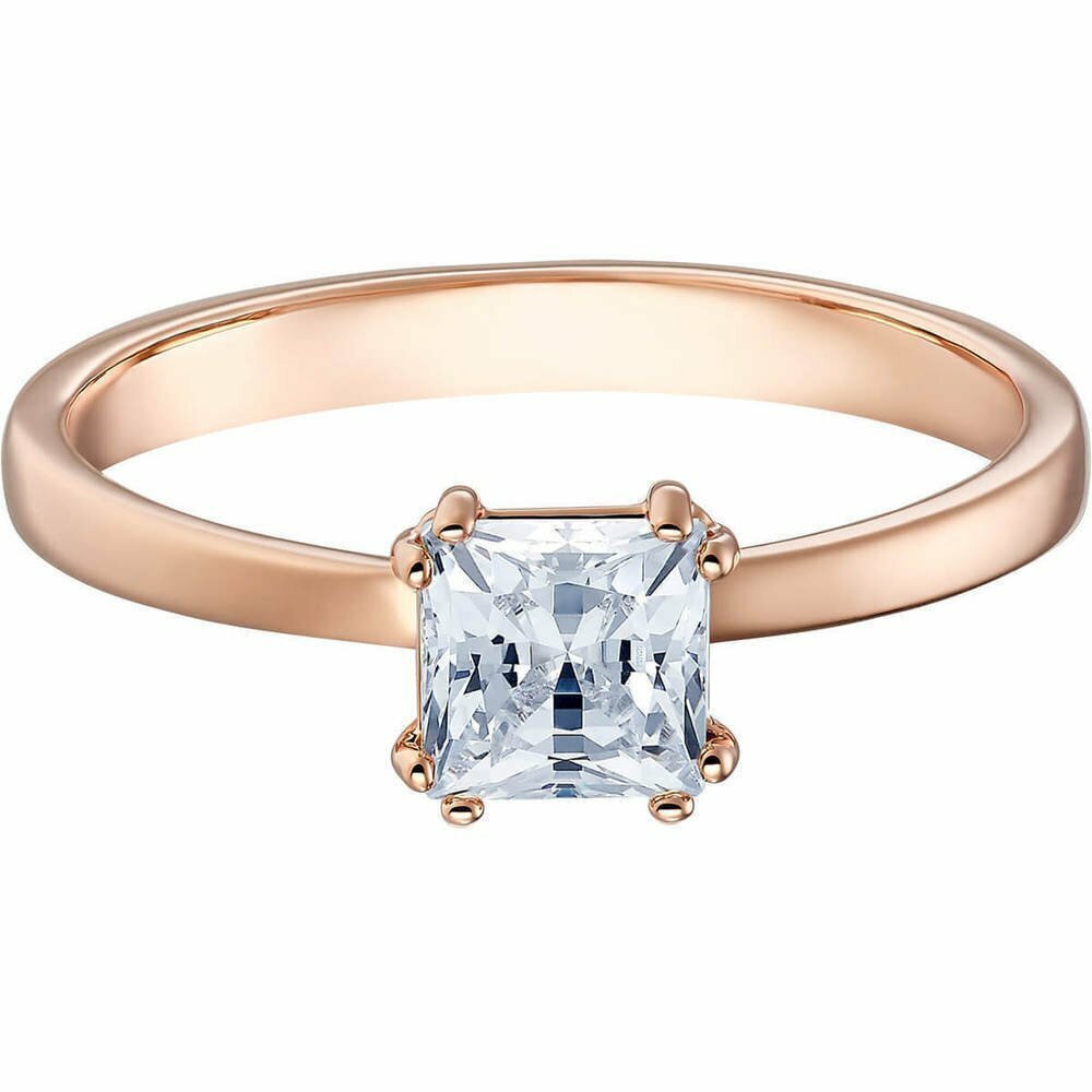 Anillo Swarovski con motivo Attract, blanco, Baño en tono Oro Rosa