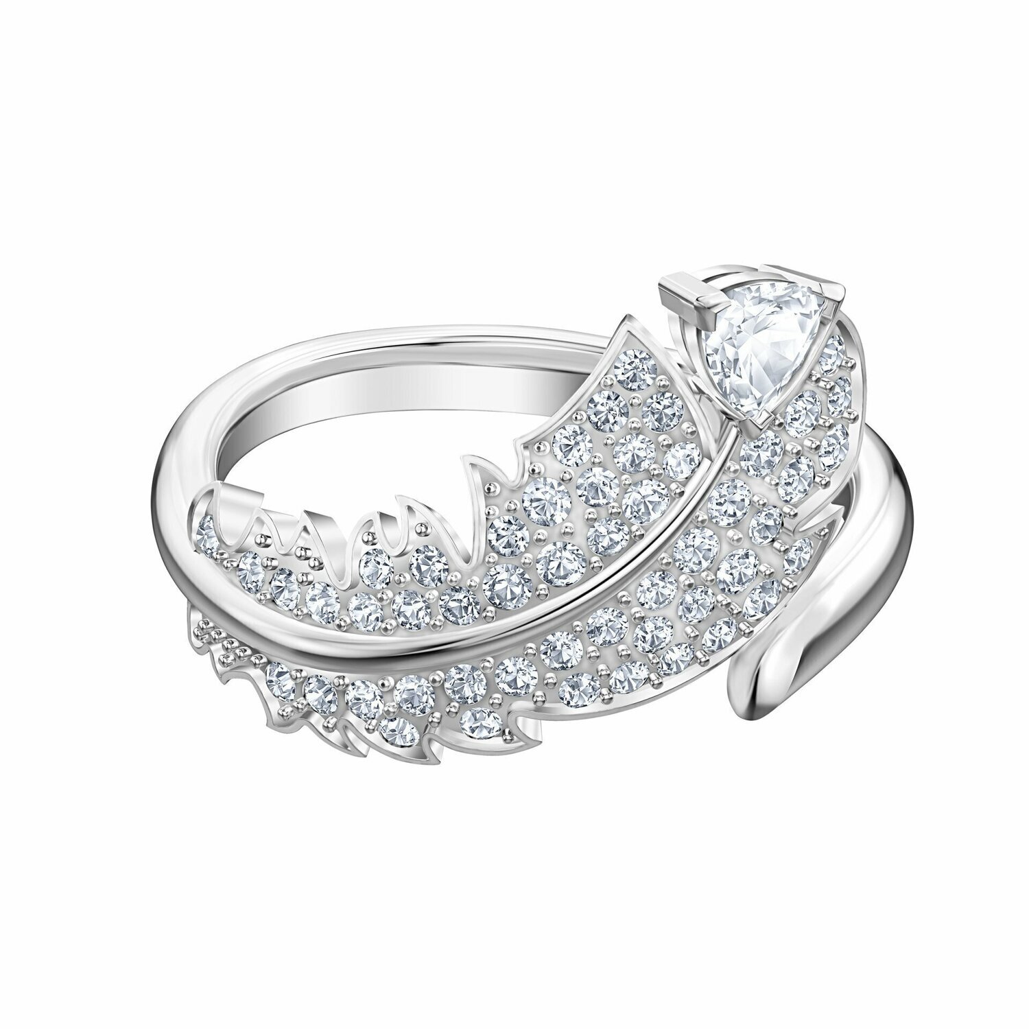 Anillo Swarovski con motivo Nice, blanco, Baño de Rodio