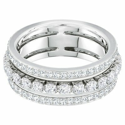 Anillo Swarovski  Further, blanco, Baño de Rodio