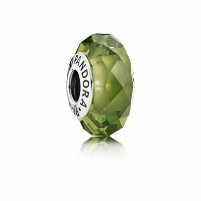 Charm Pandora abstracto de plata con cristal verde claro facetado