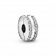 CHARM PANDORA Clip en plata de ley Doble Línea en Pavé
