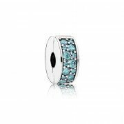 CHARM PANDORA Clip en plata de ley Elegancia Brillante Verde Azulado