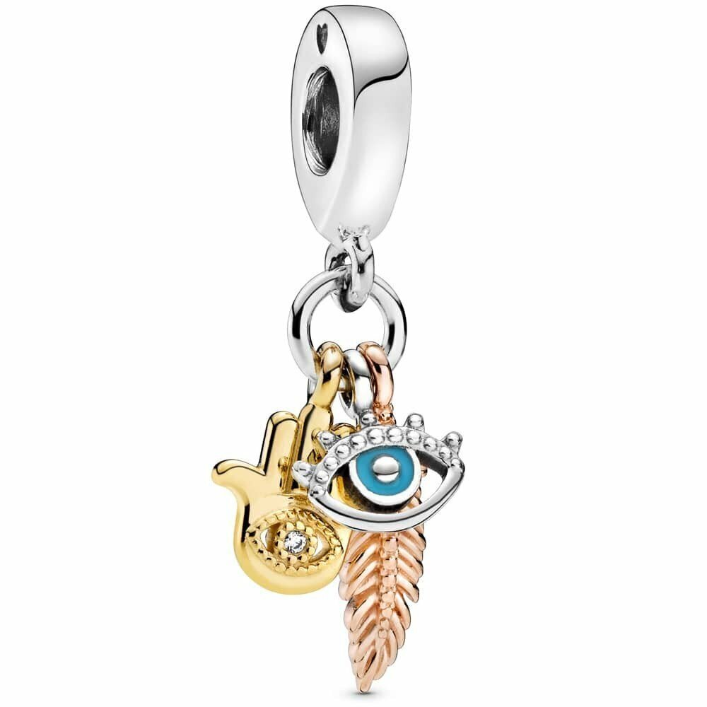 charm Pandora colgante de plata de ley con tres colgantes
