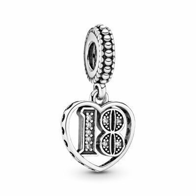Charm PANDORA  colgante en plata de ley 18 Años de Amor