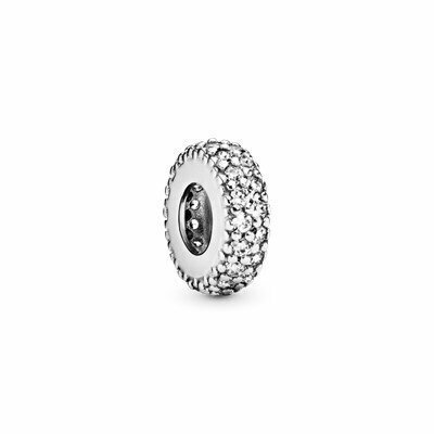CHARM PANDORA Separador en plata de ley en pavé transparente