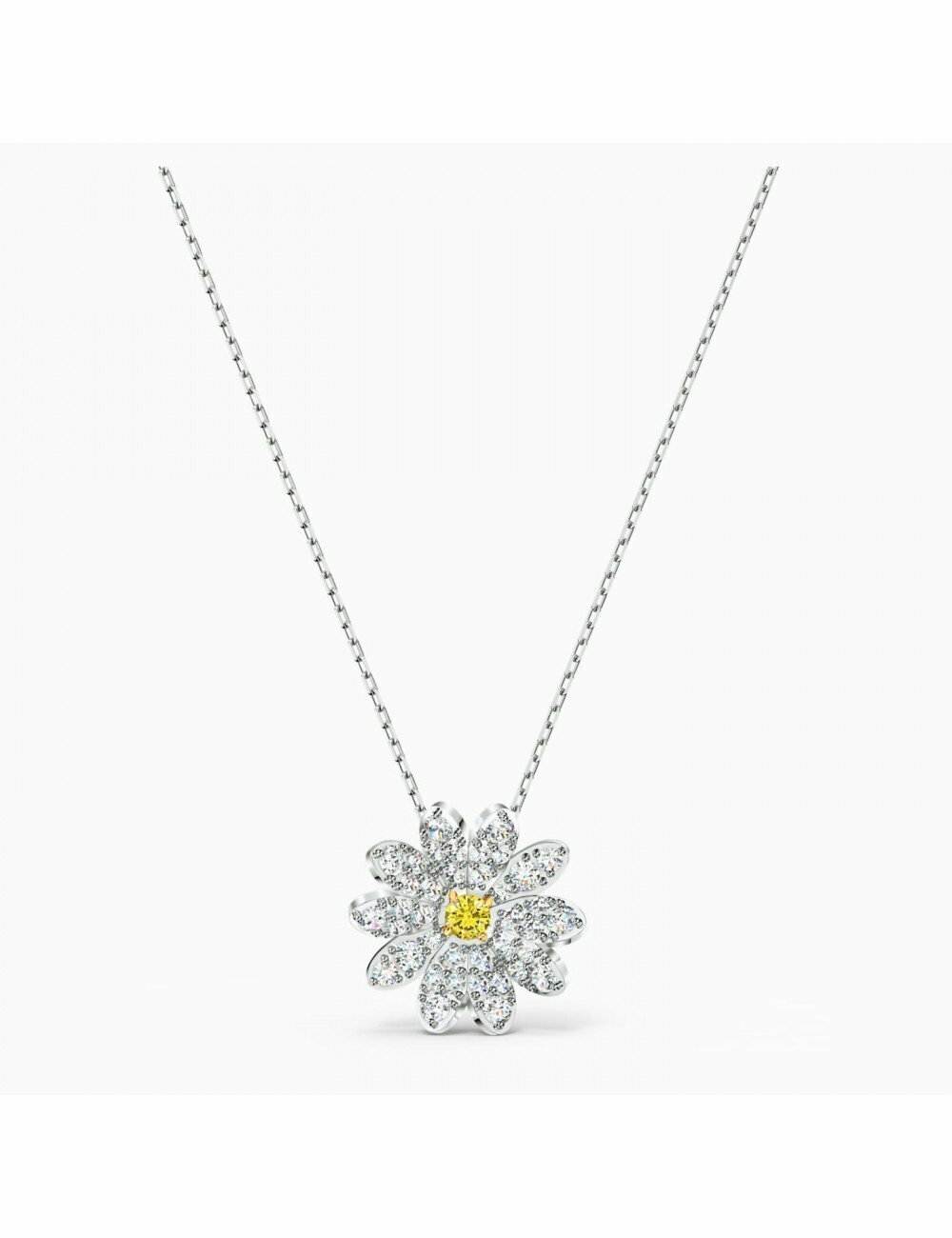 COLLAR SWAROVSKI  ETERNAL FLOWER, AMARILLO, BAÑO DE RODIO