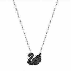 Collar  Swarovski Iconic Swan, negro, Baño de Rodio