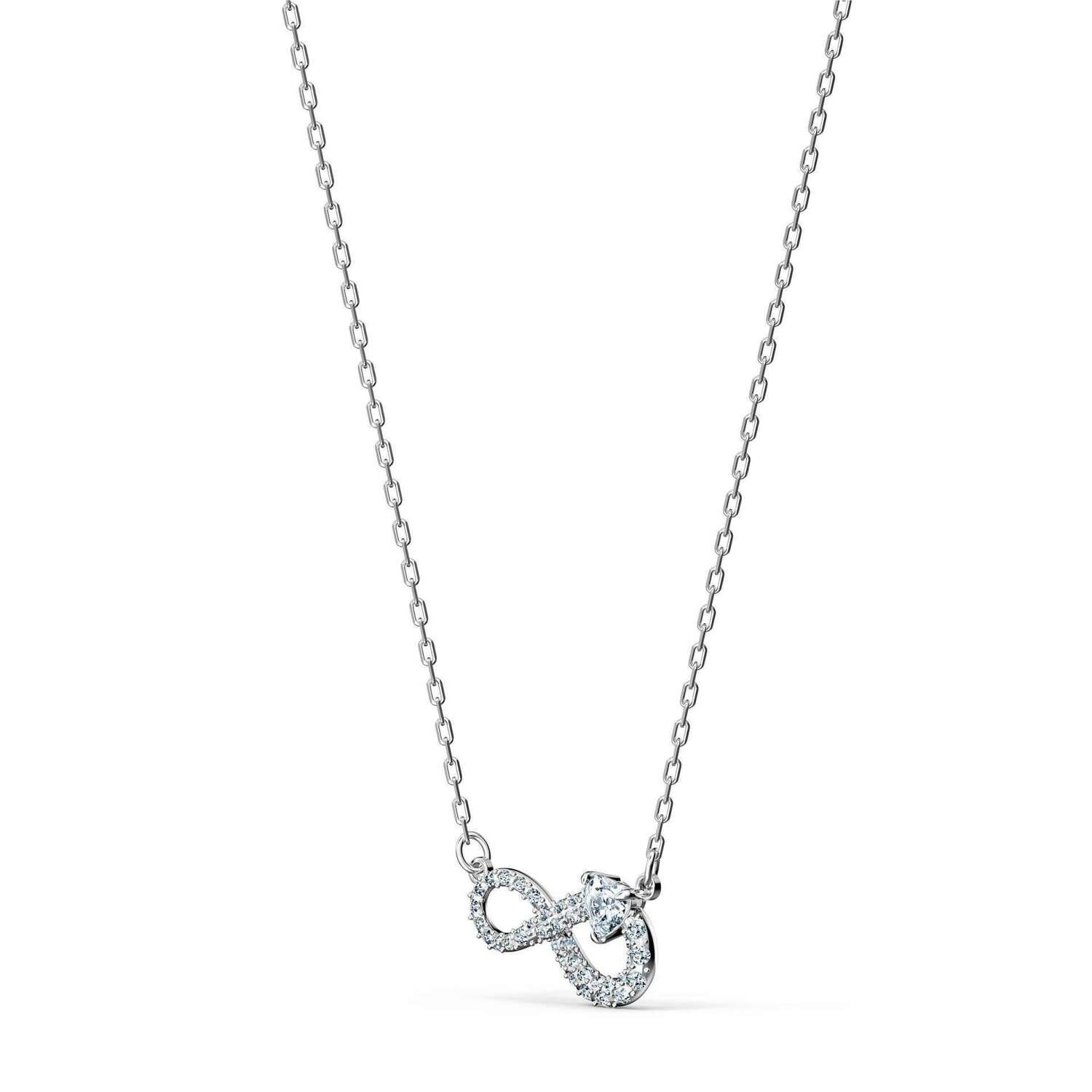 Collar Swarovski Infinity, blanco, baño de rodio