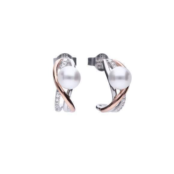 Pendientes Diamonfire  criolla bicolor de circonitas y perlas