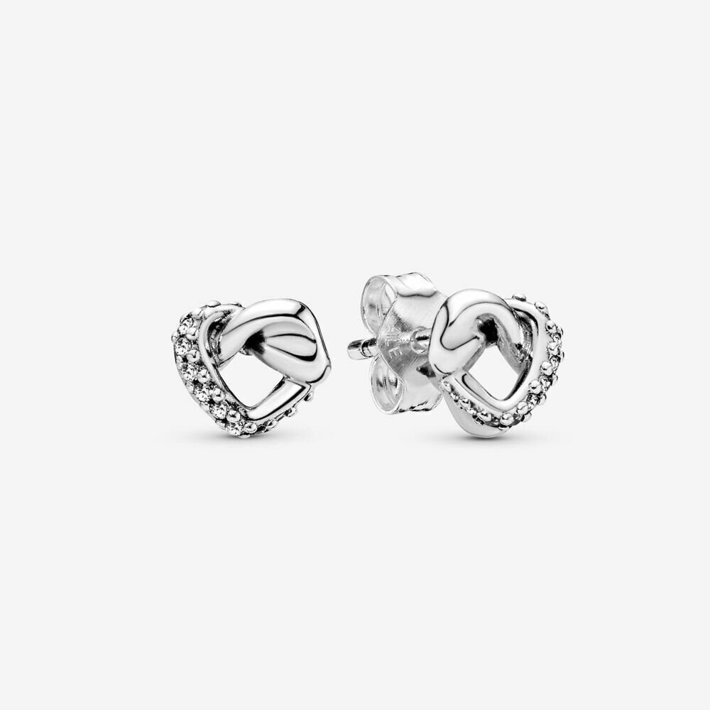 Pendientes PANDORA  de botón Corazones Anudados en plata d ley