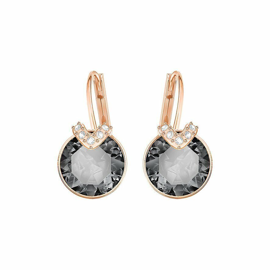 Pendientes SWAROVSKI  Bella V, gris, Baño en tono Oro Rosa