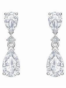 Pendientes SWAROVSKI de gota Attract, blanco, Baño de Rodio
