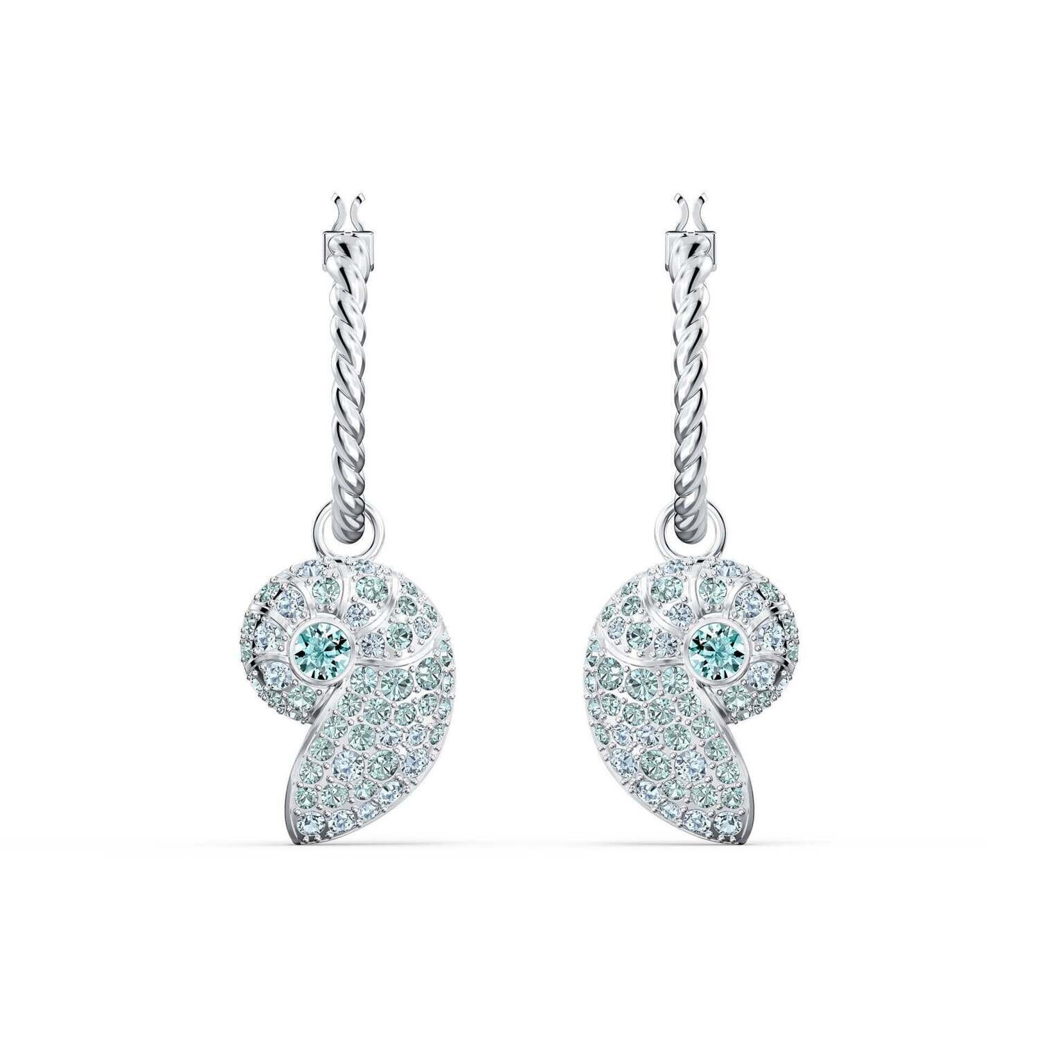 Pendientes SWAROVSKI  Shell Nautilus, turquesa, baño de rodio