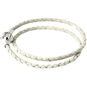 Pulsera Pandora  cuero blanco