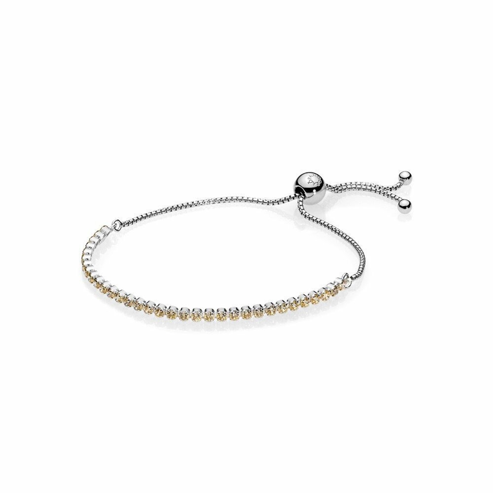 PULSERA Pandora  de hilo brillante, circonitas doradas