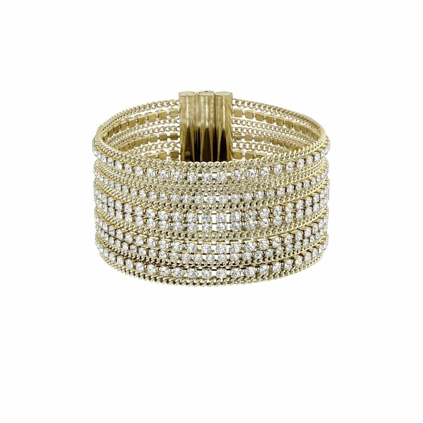 PULSERA SWAROVSKI WIDE DORADA