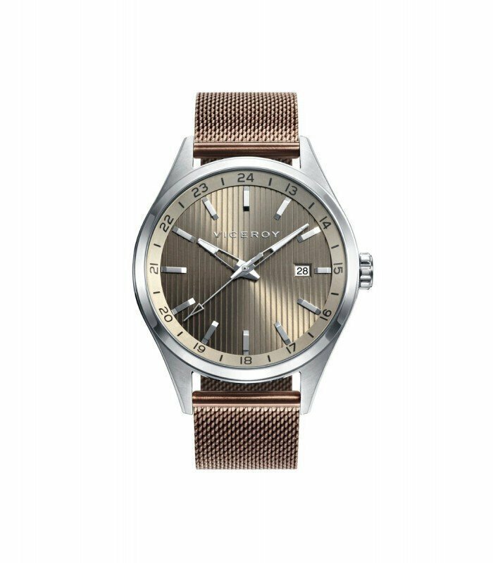 Reloj Viceroy caballero,caja y cadena de acero,cadena IP marrón