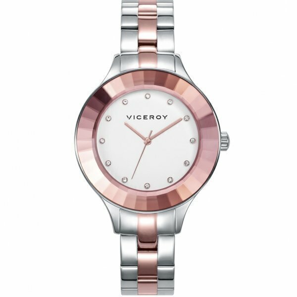 Reloj Viceroy Chic tres agujas con la caja y el brazalete de acero IP rosa,