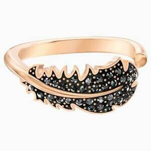 Anillo Swarovski con motivo Naughty, negro, Baño en tono Oro Rosa